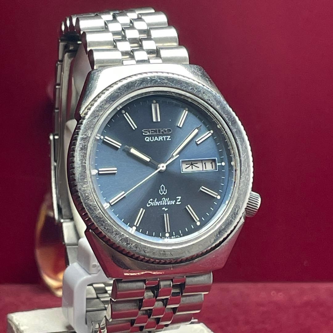 SEIKO Silver Wave Z Diver Style Quartz Watch Blue Dial 1970’s Jubilee Used Japan