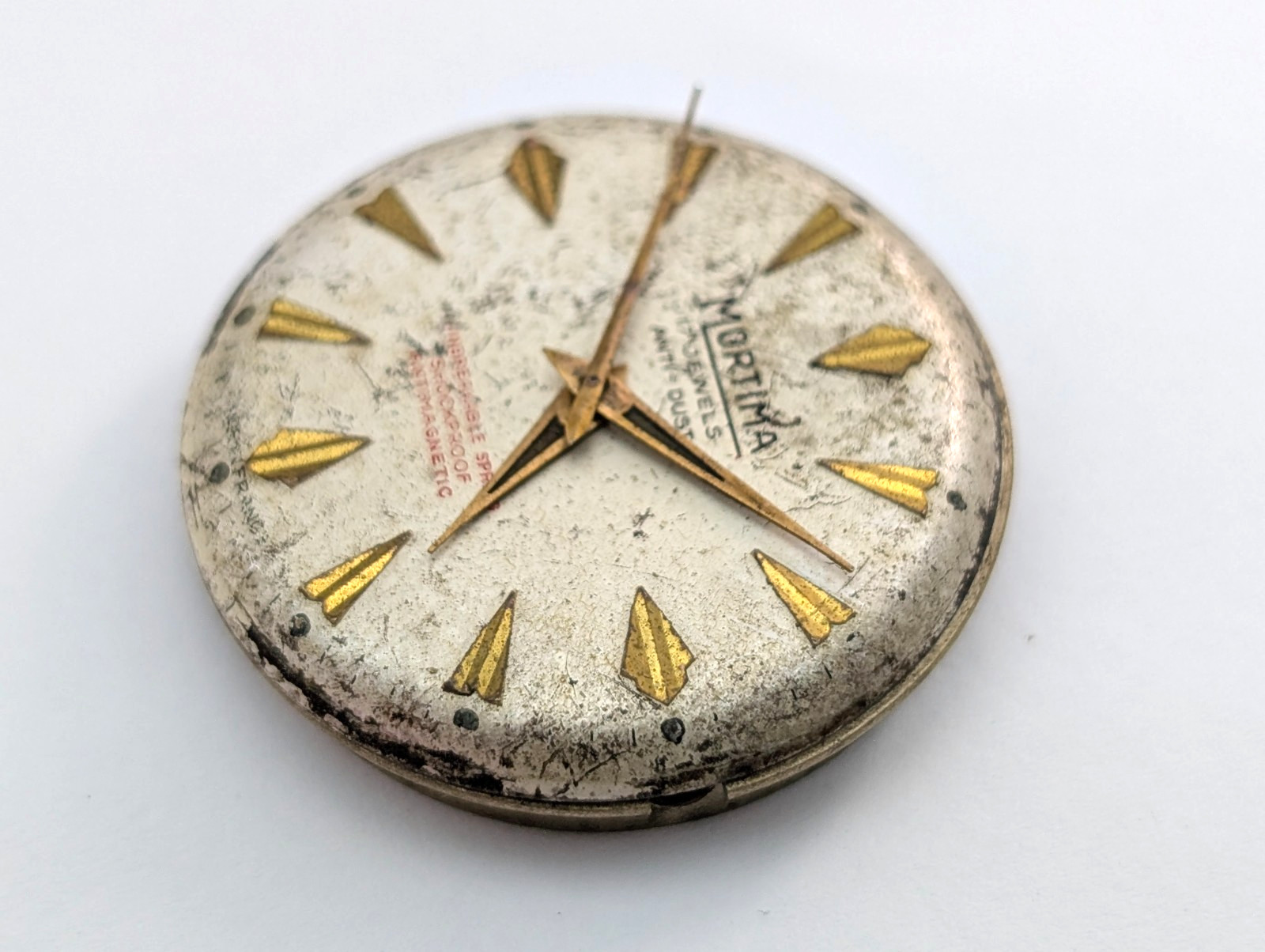 Vintage MORTIMA Cattin Morteau 17j France Men’s 30mm Watch Movement PARTS REPAIR