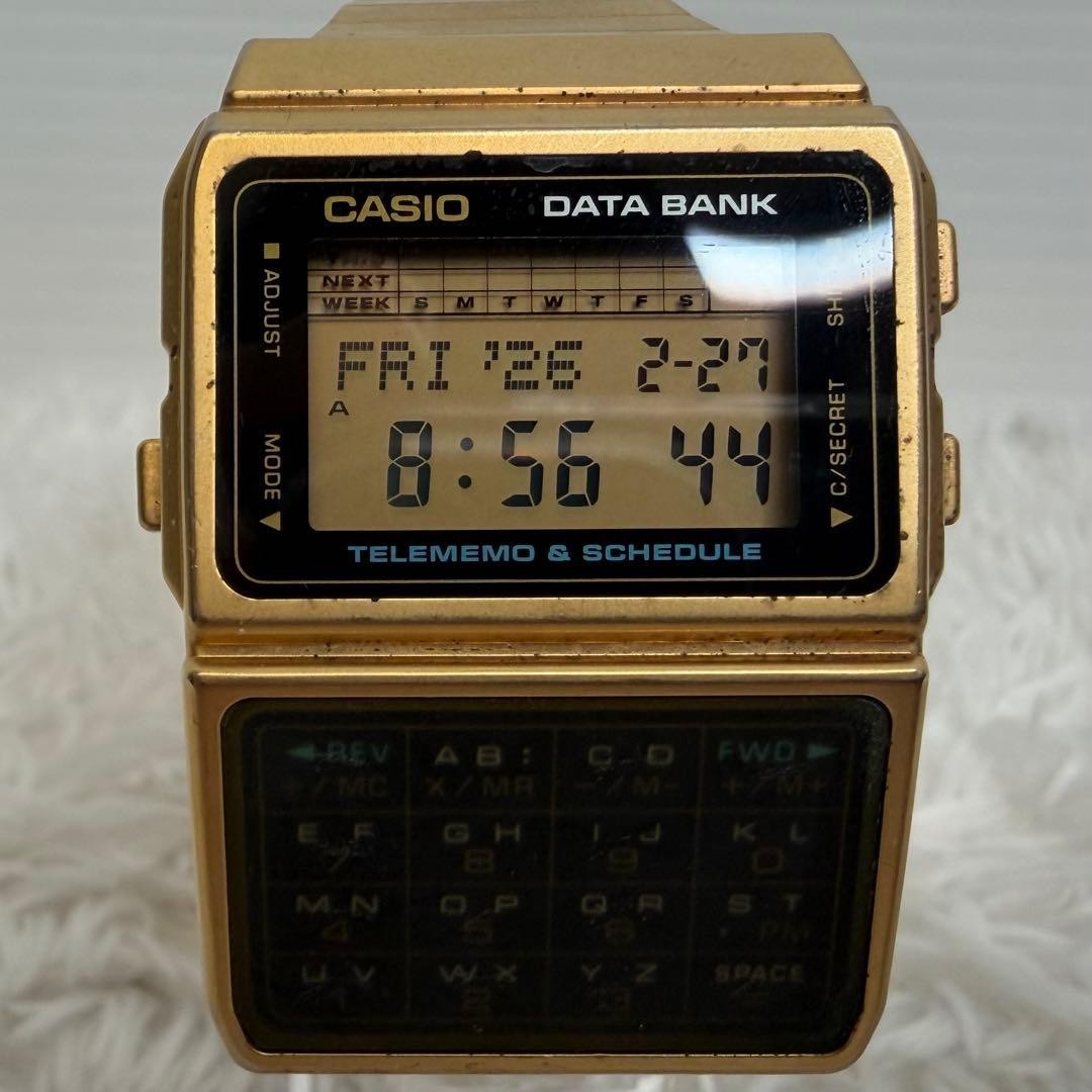 Rare CASIO DBC-610 Data Bank Gold Vintage Watch Functional