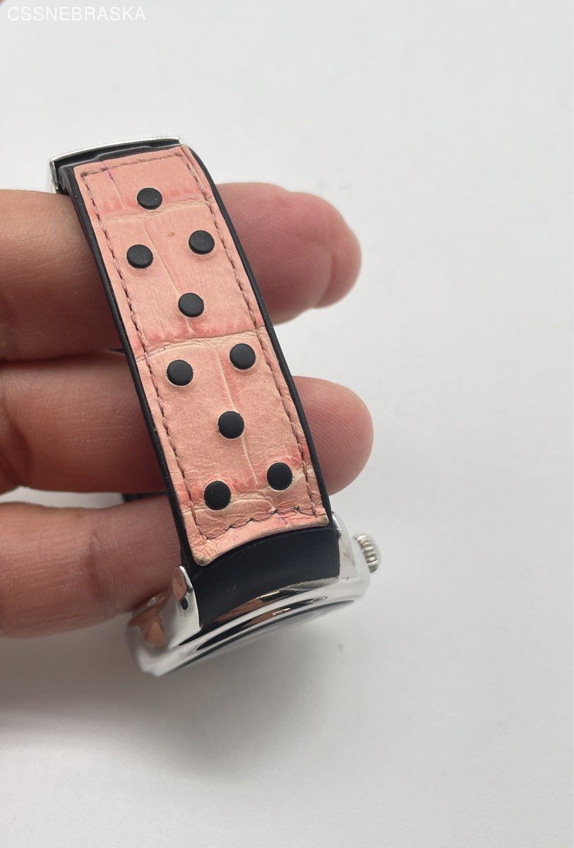 Genuine Officina Del Tempo Pink Women’s Watch Leather Black Rubber Band Date