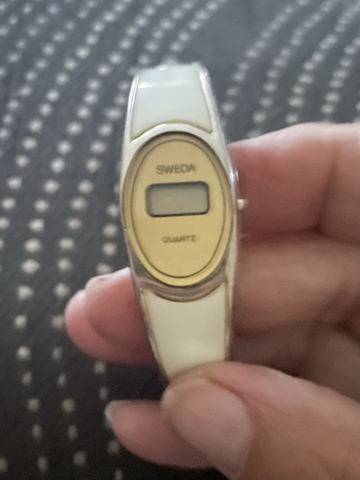 Cream & Gold Toned Digital Cuff Wristwatch..needs Battery