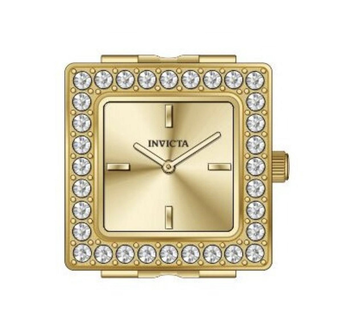 NEW! Invicta Mini Angel Quartz Analog Ring Watch Gold Dial 20mm Crystal Bezel