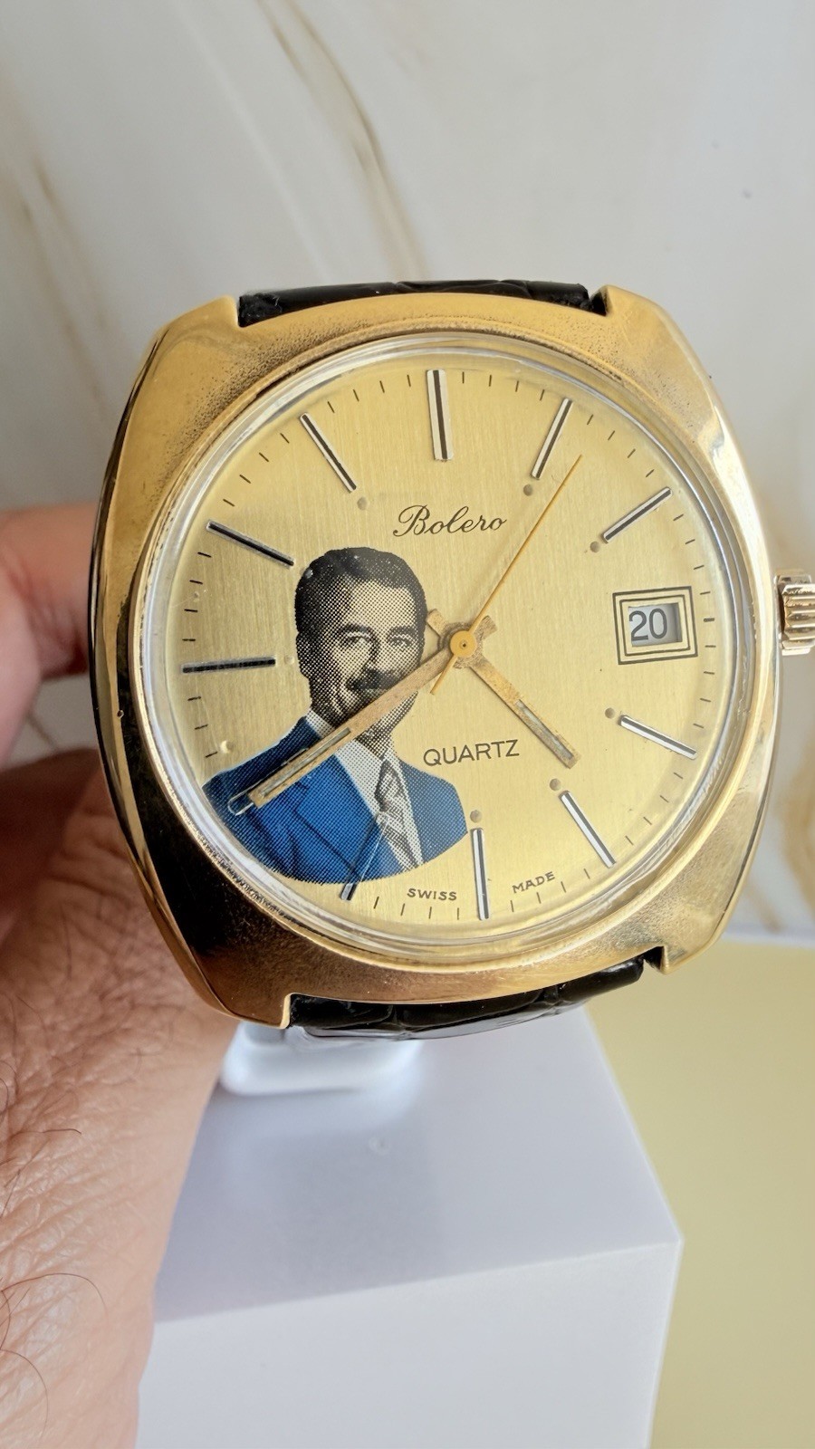 SWISS BOLERO Gold Plate President Saddam Hussein Iraq Watch 36m Quartz R170