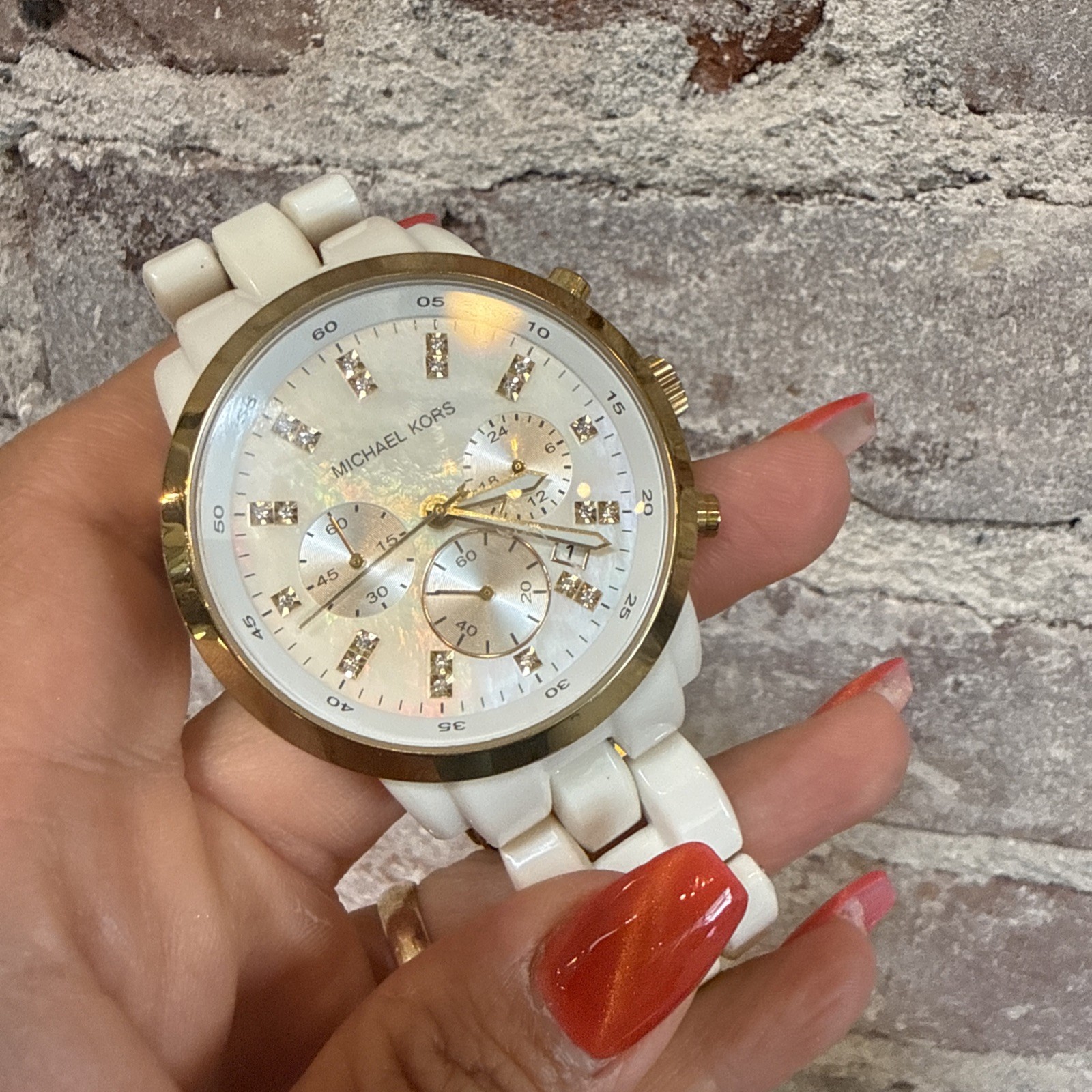 This item is a Michael Kors Resin Chronograph Watch, specifically model MK5218.