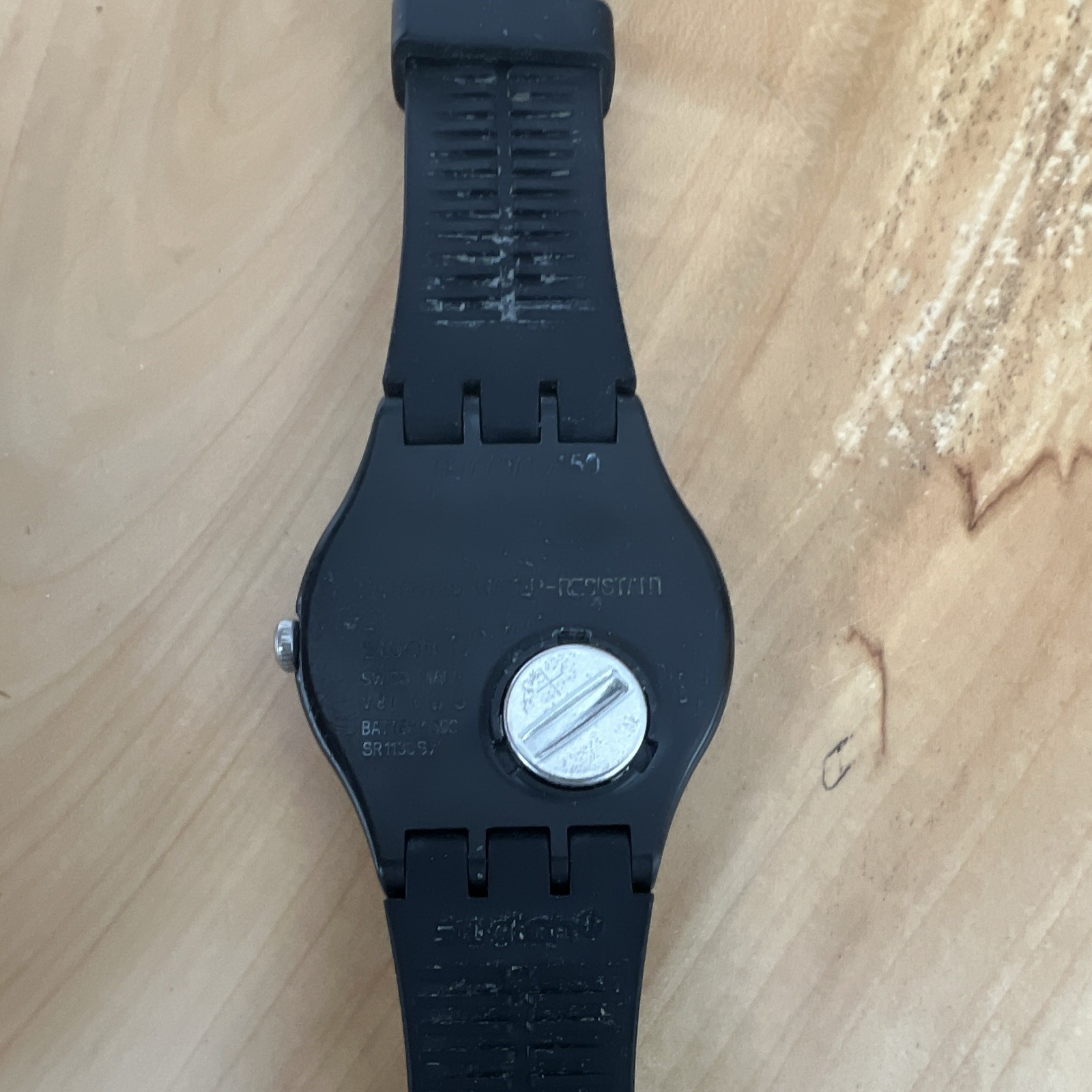 Swatch Swiss Made Analog Round Watch Black Plastic Case White/Black Dial