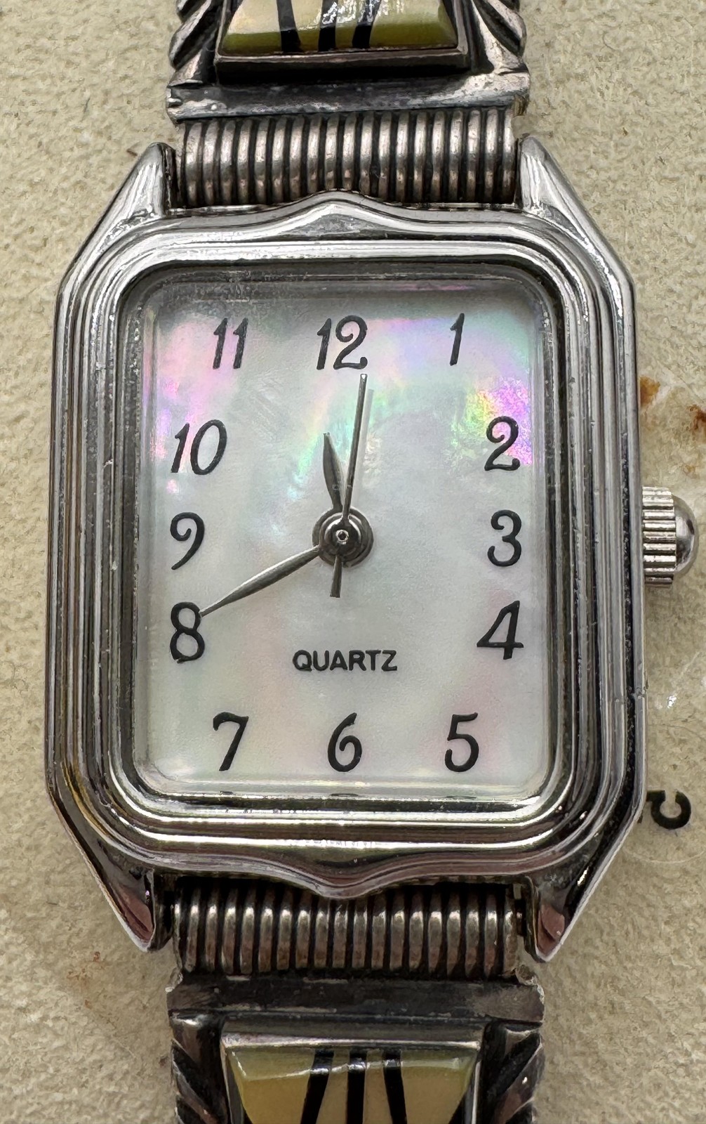C.W. Sterling Womens Watch 21mm White Dial Multicolor Inlay Band Quartz 2035