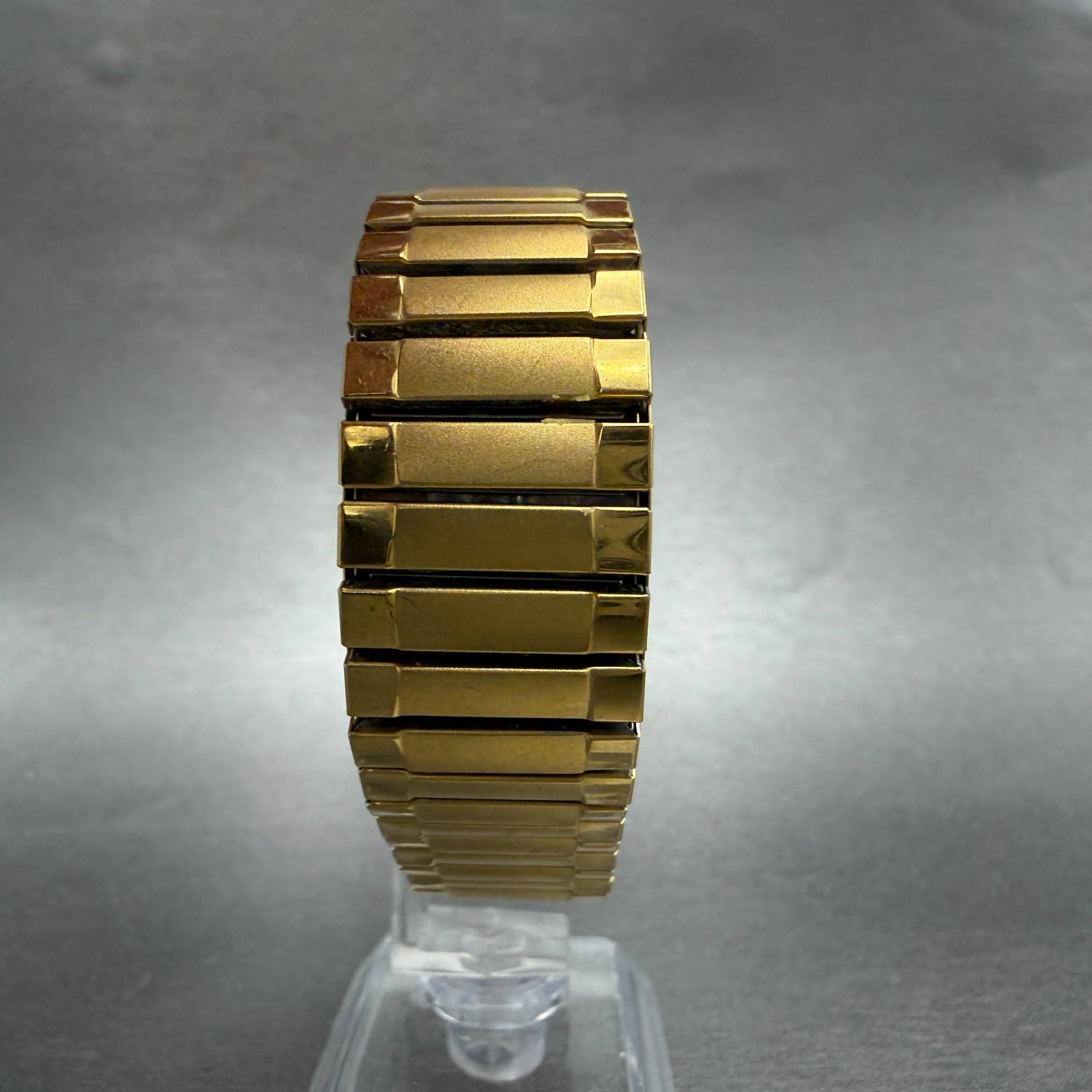 Benrus Tank Watch Men 26mm Gold Dial Gold Tone Octagon New Battery VTG