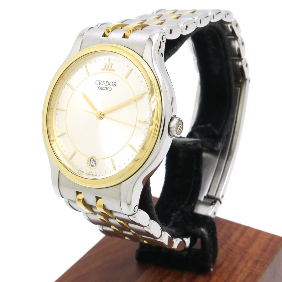 Seiko Credor GCAZ004 Quartz Men’s Watch 33mm Silver Dial SS 18K YG Bezel