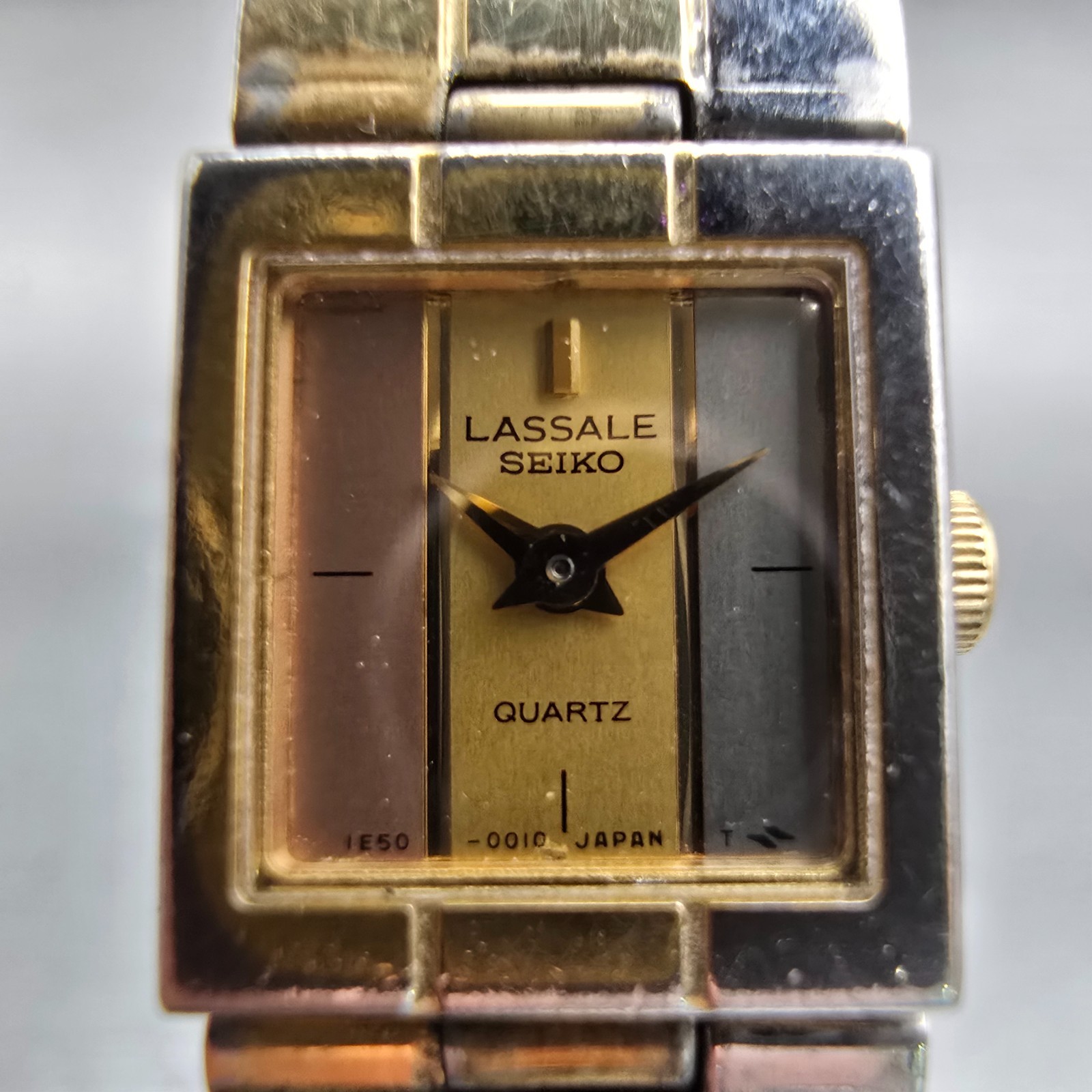 Seiko Lassale Watch Women 13mm Multi Tone Rectangle 1E50-5009 Vintage New Batt