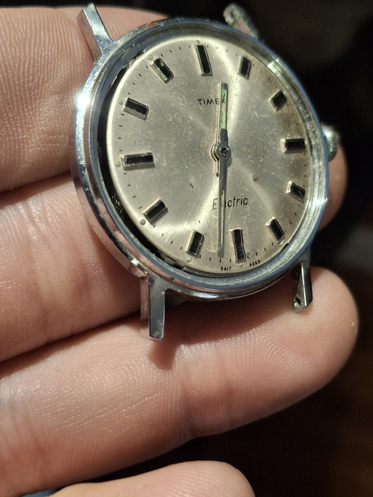 Timex Electric 1969 Silver Tone Mens Vintage 1960s Retro Watch