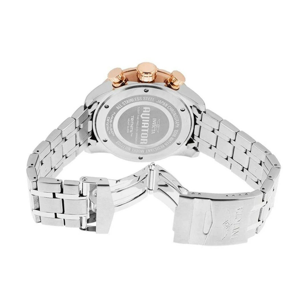 Invicta Men’s 48mm Aviator Chronograph Blue Dial 18K Rose Gold Plated SS Watch