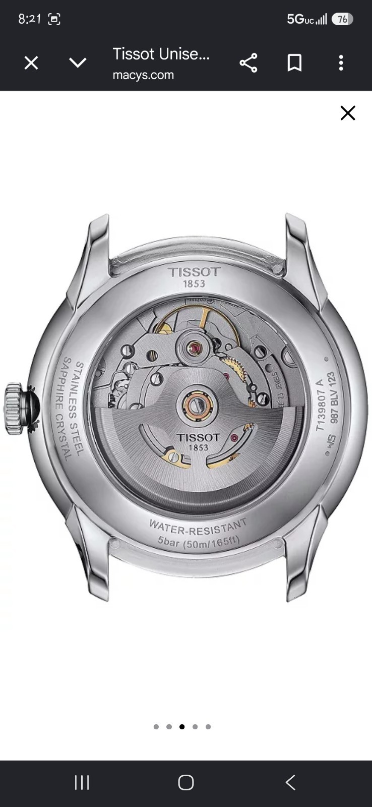 Tissot Chemin Des Tourelles Silver Unisex Adults Watch – T139.807.11.031.00