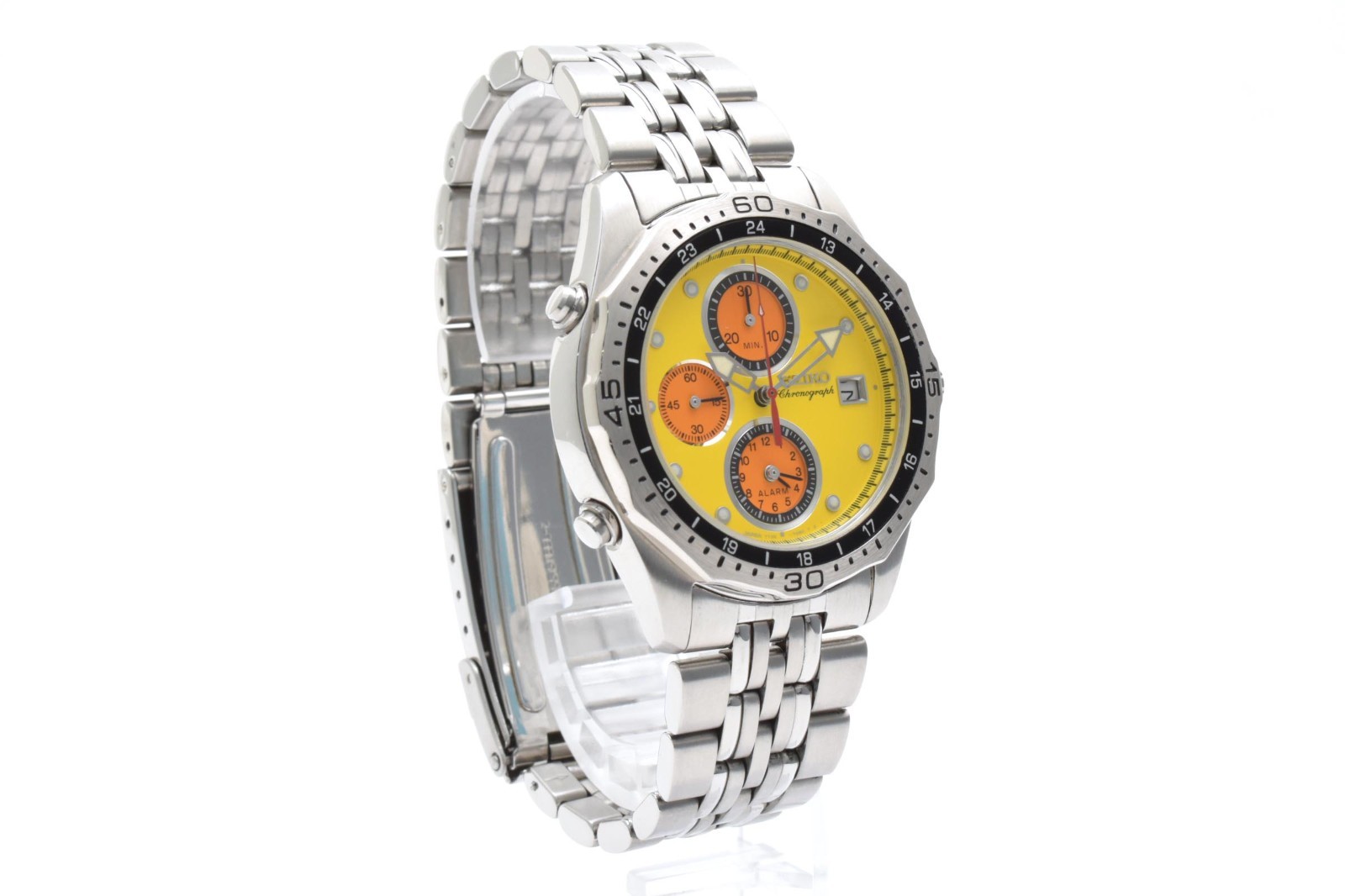 ▶️Seiko 7T32-7C30 Nagano Olympic Chronograph Quartz Yellow Dial Vintage Watch