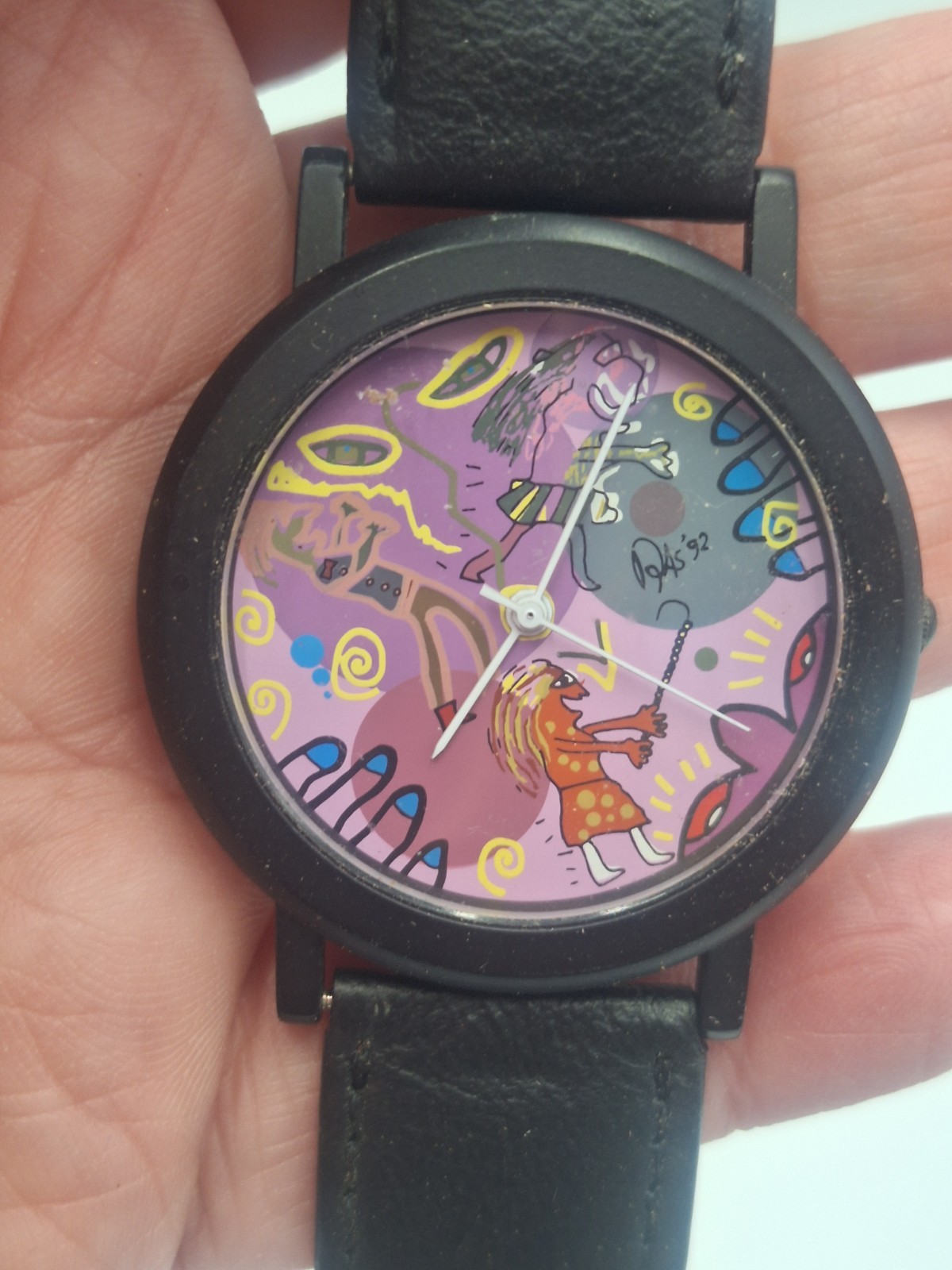 Vintage watches Keith Haring? ’92 Pop Art Leather Band Repair Or Parts Only