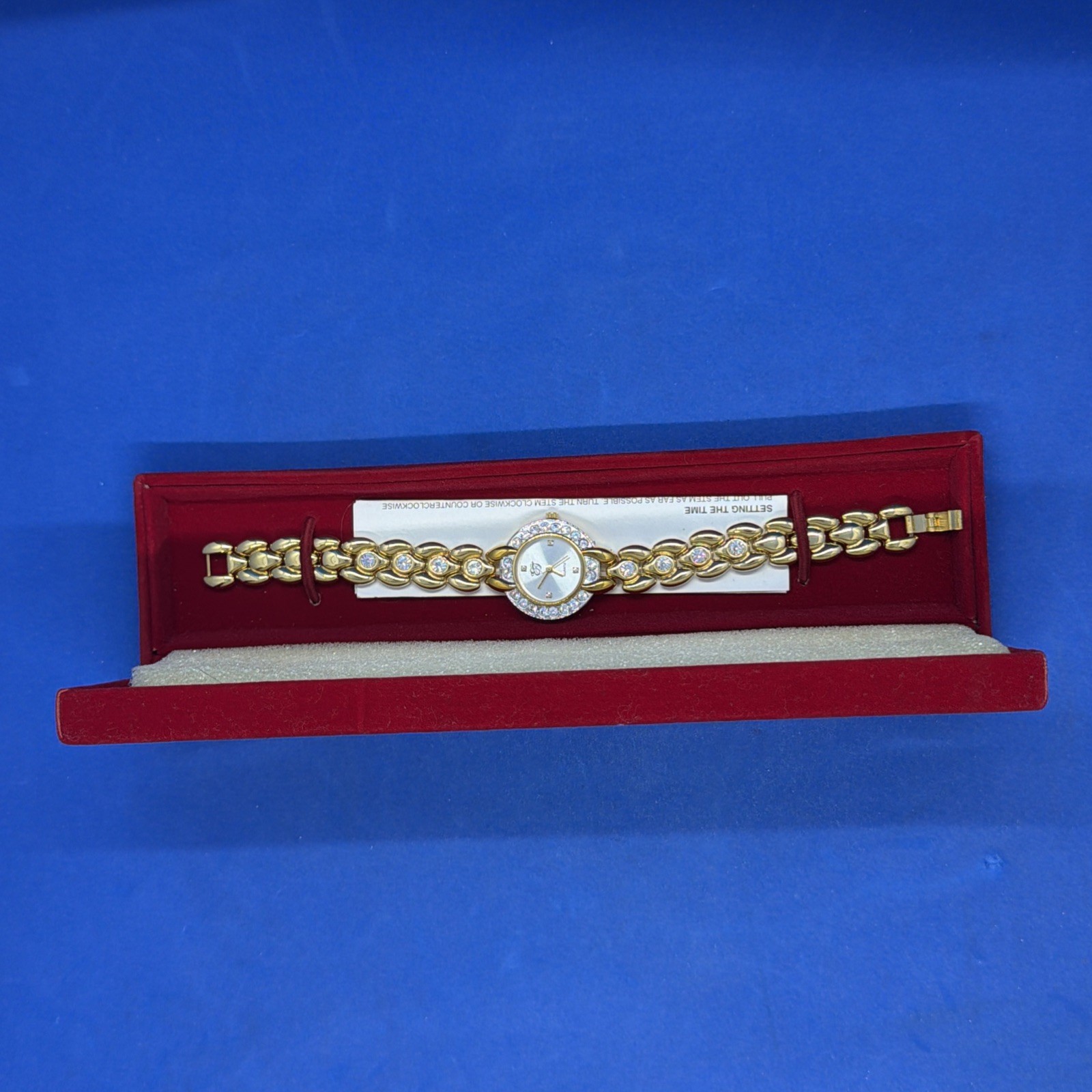 Women’s ELIZABETH TAYLOR White Diamonds Gold Tone Bracelet Watch, 27mm, Runs