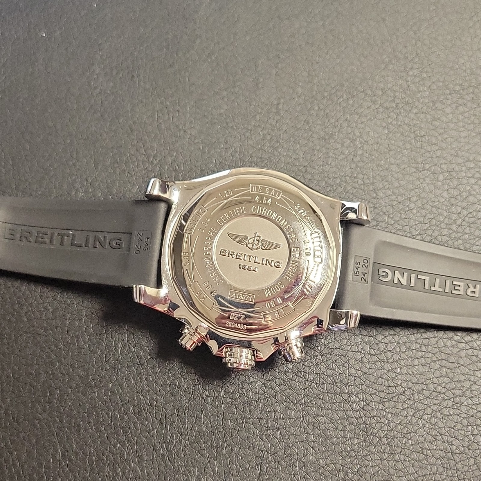 Breitling Super Avenger Chronograph 48mm Black Dial 300m Rubber Box Papers