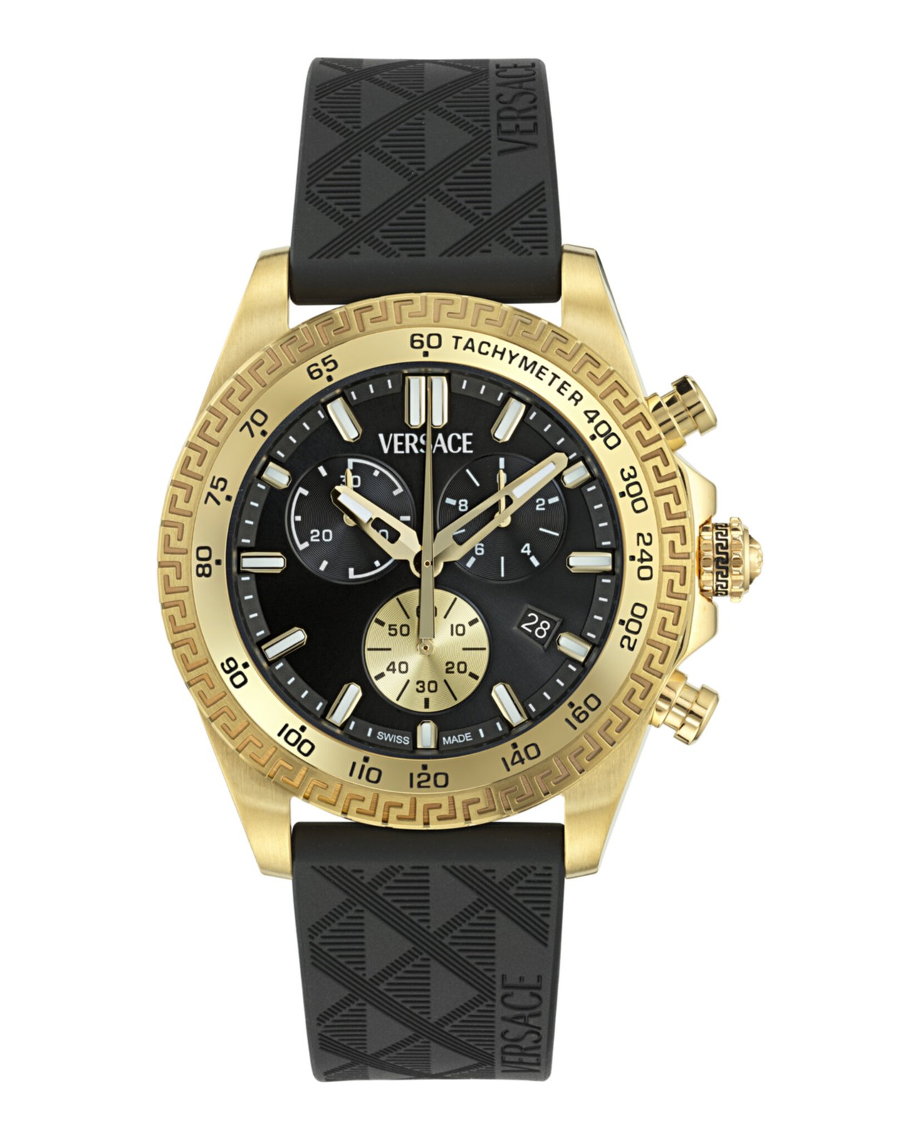Versace Mens Gold 44mm Strap Fashion Watch
