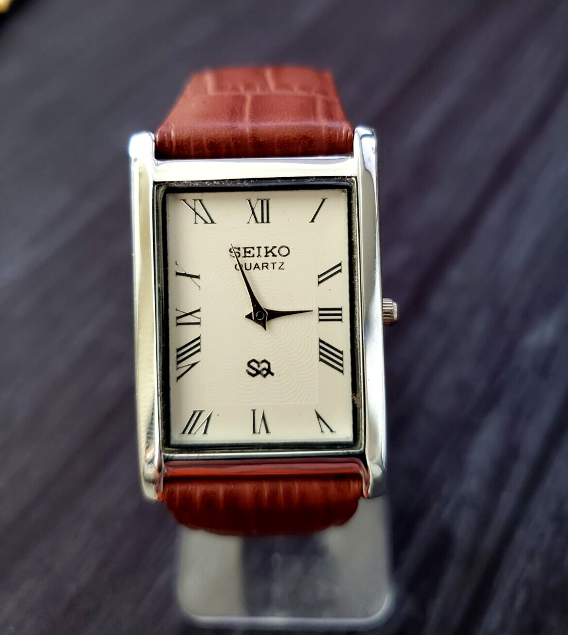Vintage Tank White Dial Light Brown Leather Men Dress Watch New Mvt & Batt—