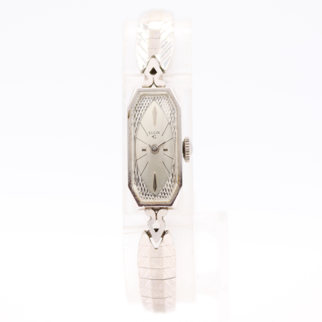 Vintage 10mm Elgin Tank Cocktail Ladies Mechanical Wristwatch 897 Swiss 10k RGP
