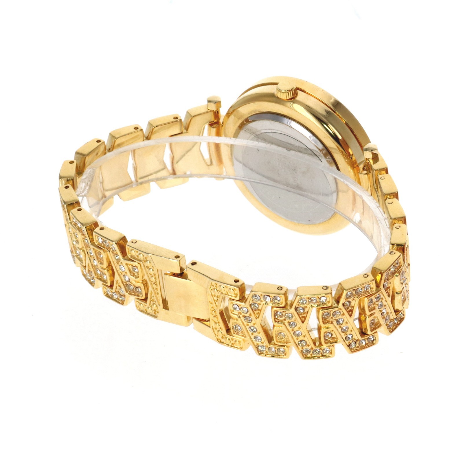 Ladies Gold Tone Fully Ice CZ Clubbing PEACE SIGN Watch 38.5mm