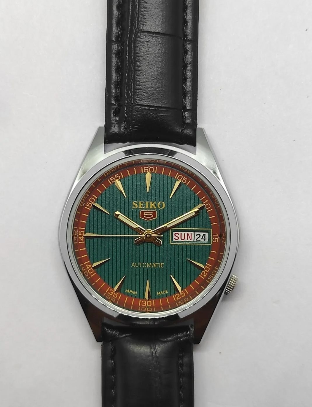 Seiko Refurbished Green Dial Day / Date Automatic Men’s Wrist Watch Free Shiping