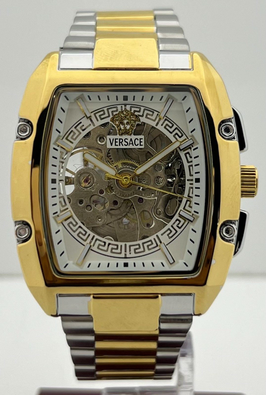Premium Men’s Versace Dominus Skeleton Automatic White Dial Perfect Wristwatch