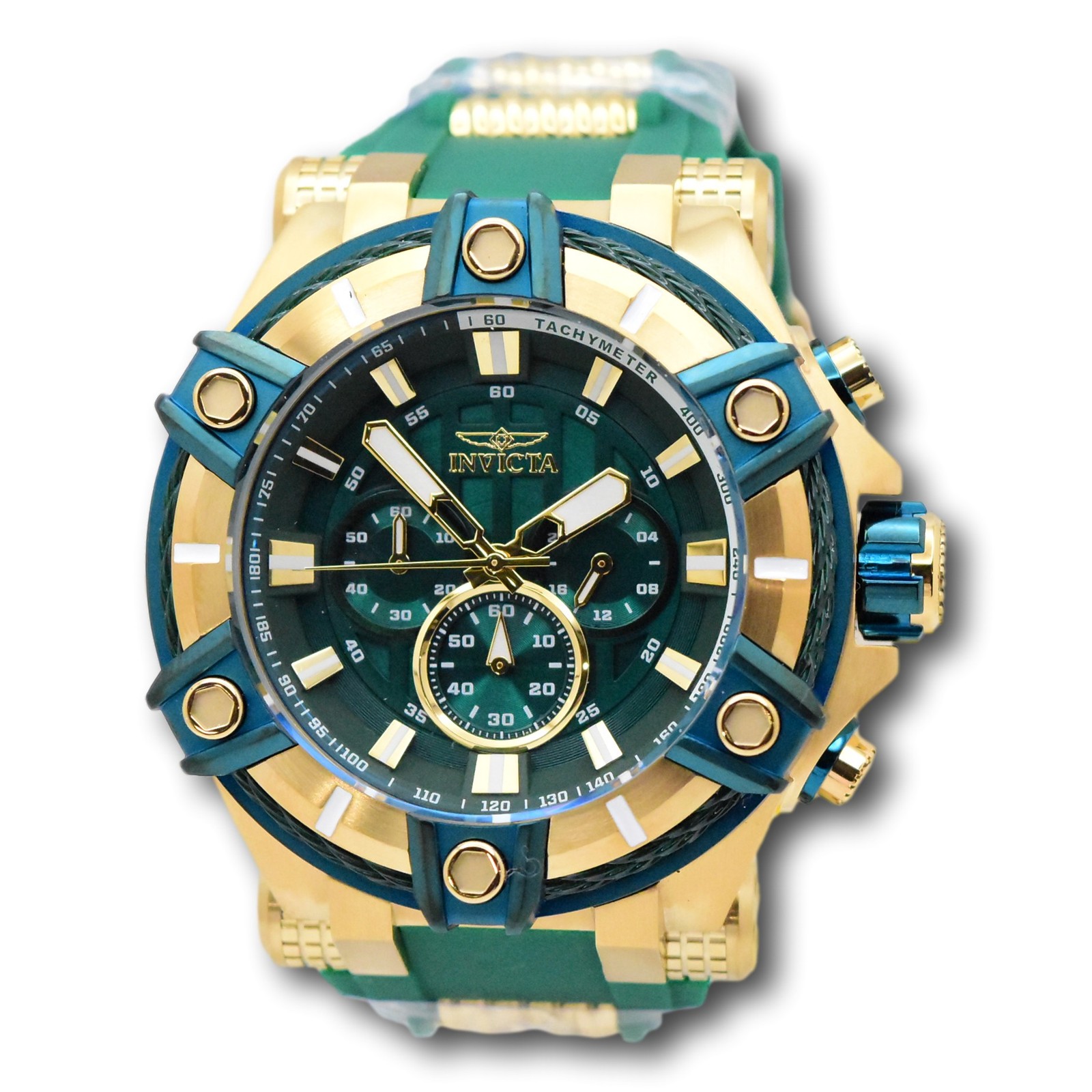 Invicta Bolt Cable Surge Men’s 52mm Emerald Green Gold Chronograph Watch 43758