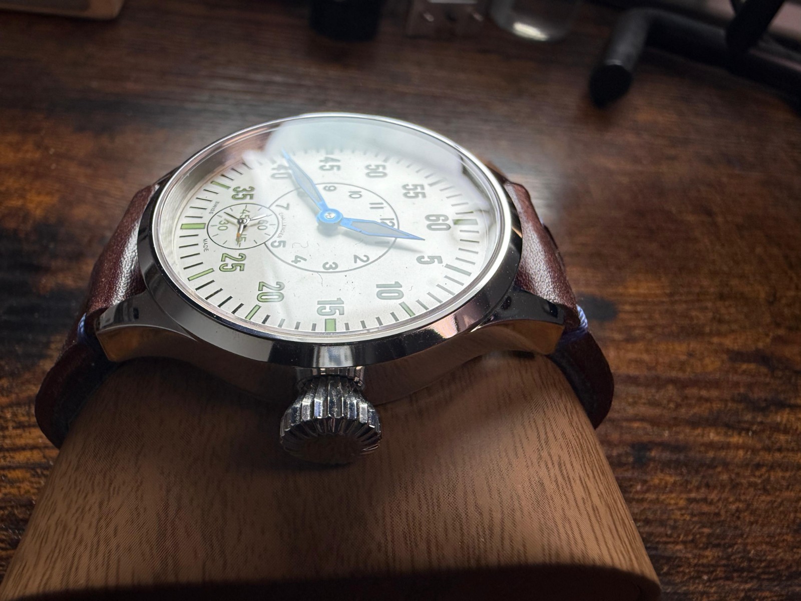 Pilot Challenger Arctic Watch Rare Swiss made ETA 6498 movement handmade Strap