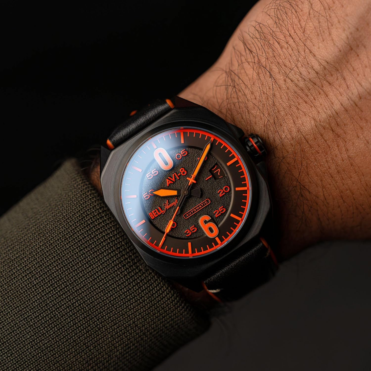 Men’s 41mm Bell X-1 Machbuster Automatic Watch – Rubber/Leather Strap