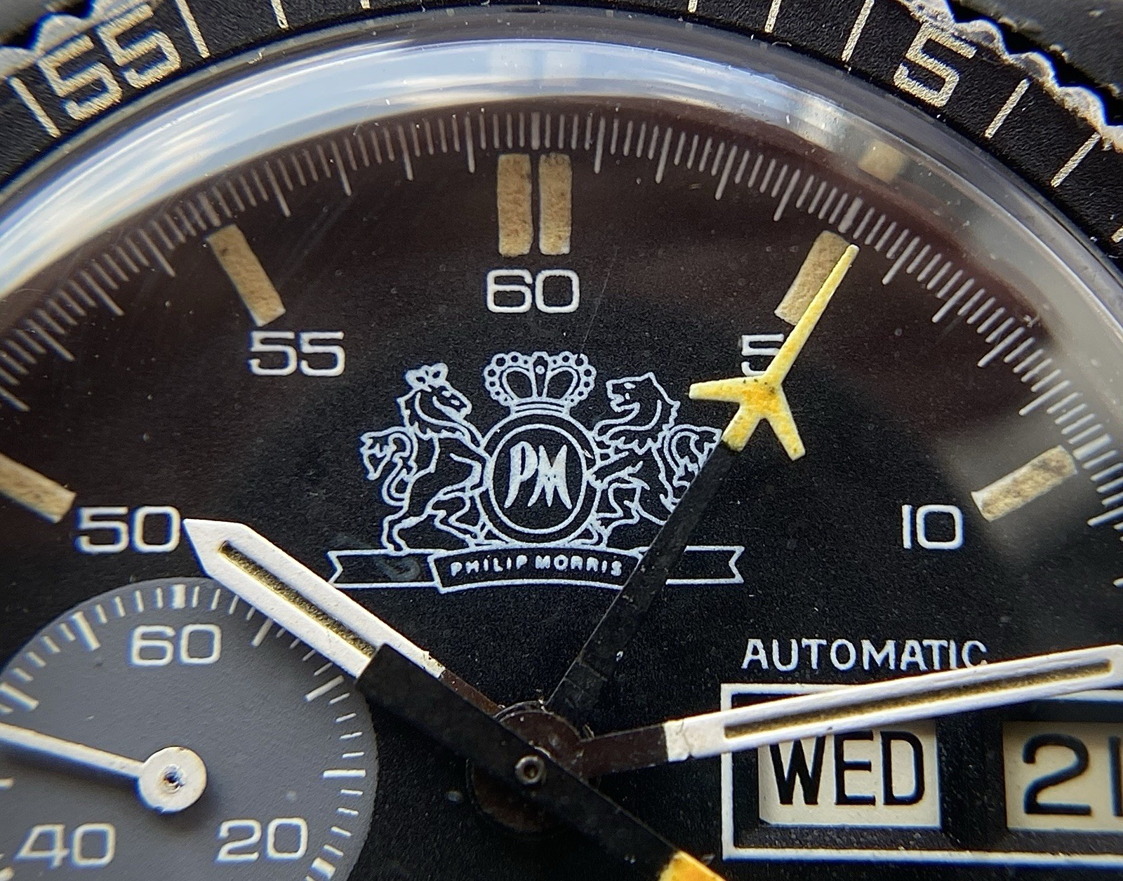 1974 Lemania Chronograph 5012 Philip Morris McLaren F1 team watch Aluminium PVD