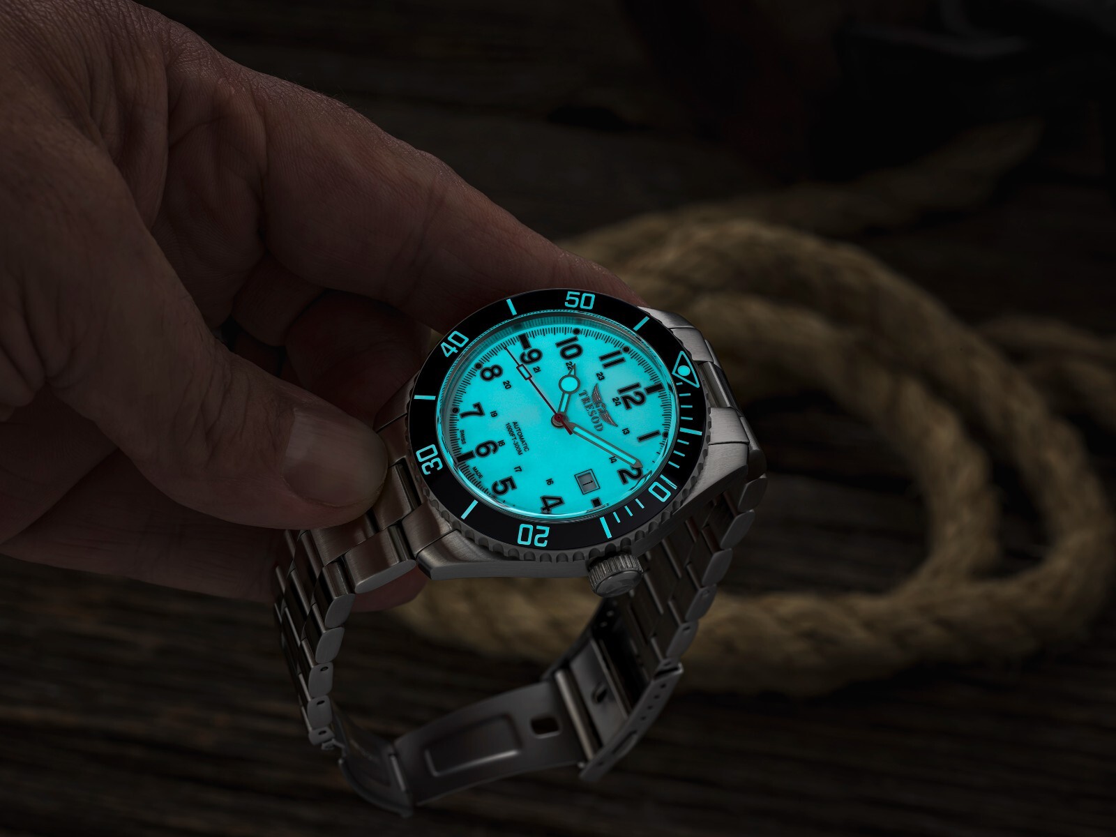 Tresod Ocean Master SWISS MADE SW200 Automatic Blue Dial Ceramic Bezel SS Watch