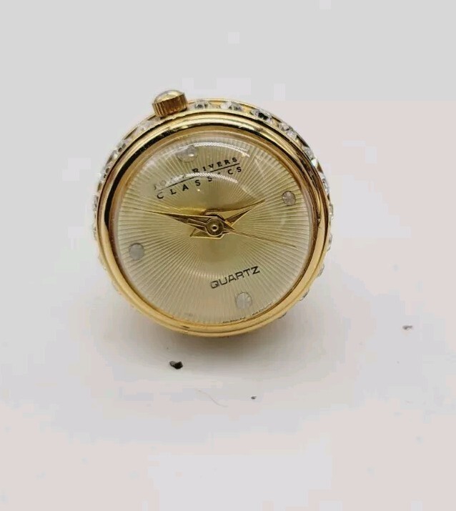 Joan Rivers Watch Pendant for Necklace Gold tone Egg Bell New Battery