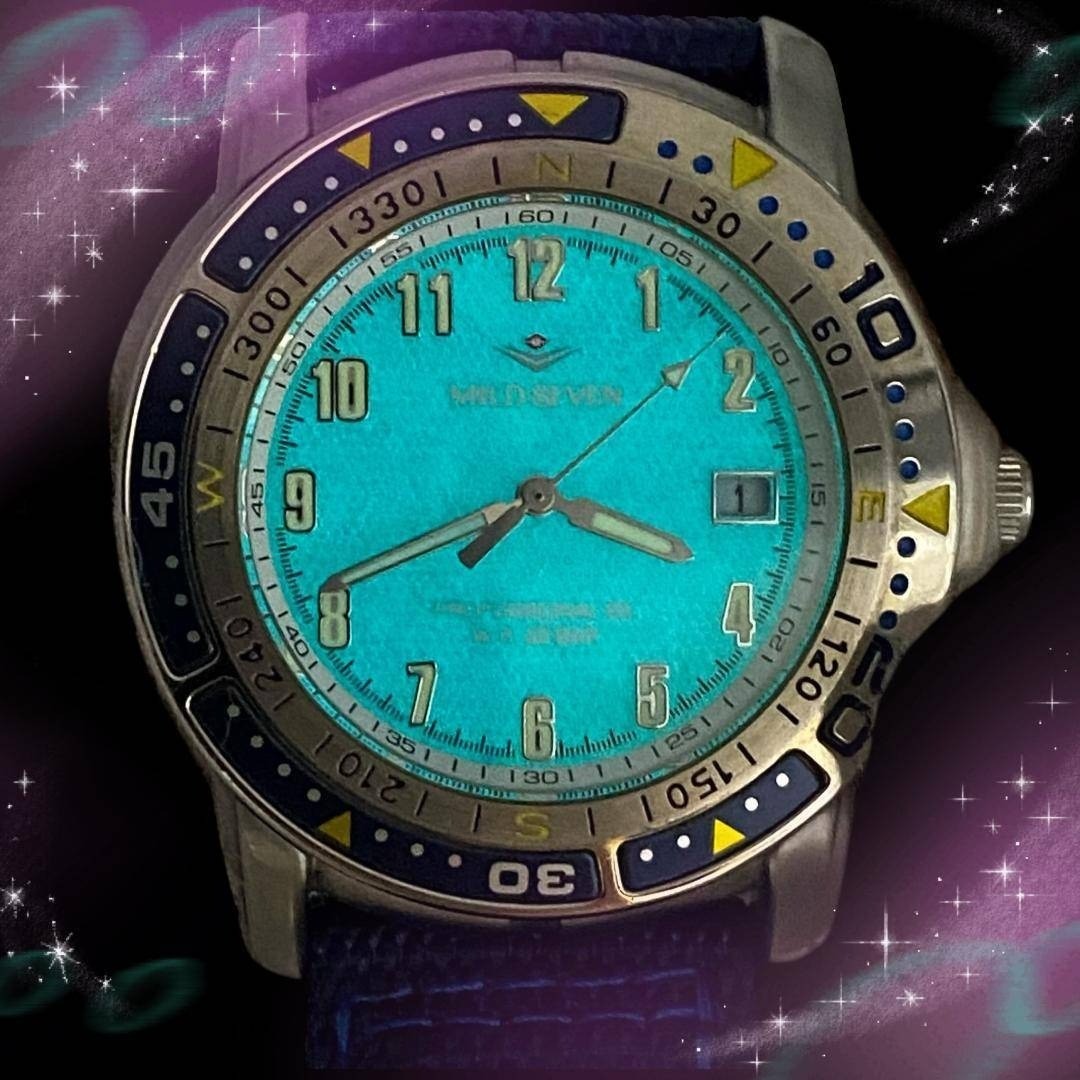 Excellent Condition Working Mild Seven Men s Wristwatch Screw Down Crown Date Qu
