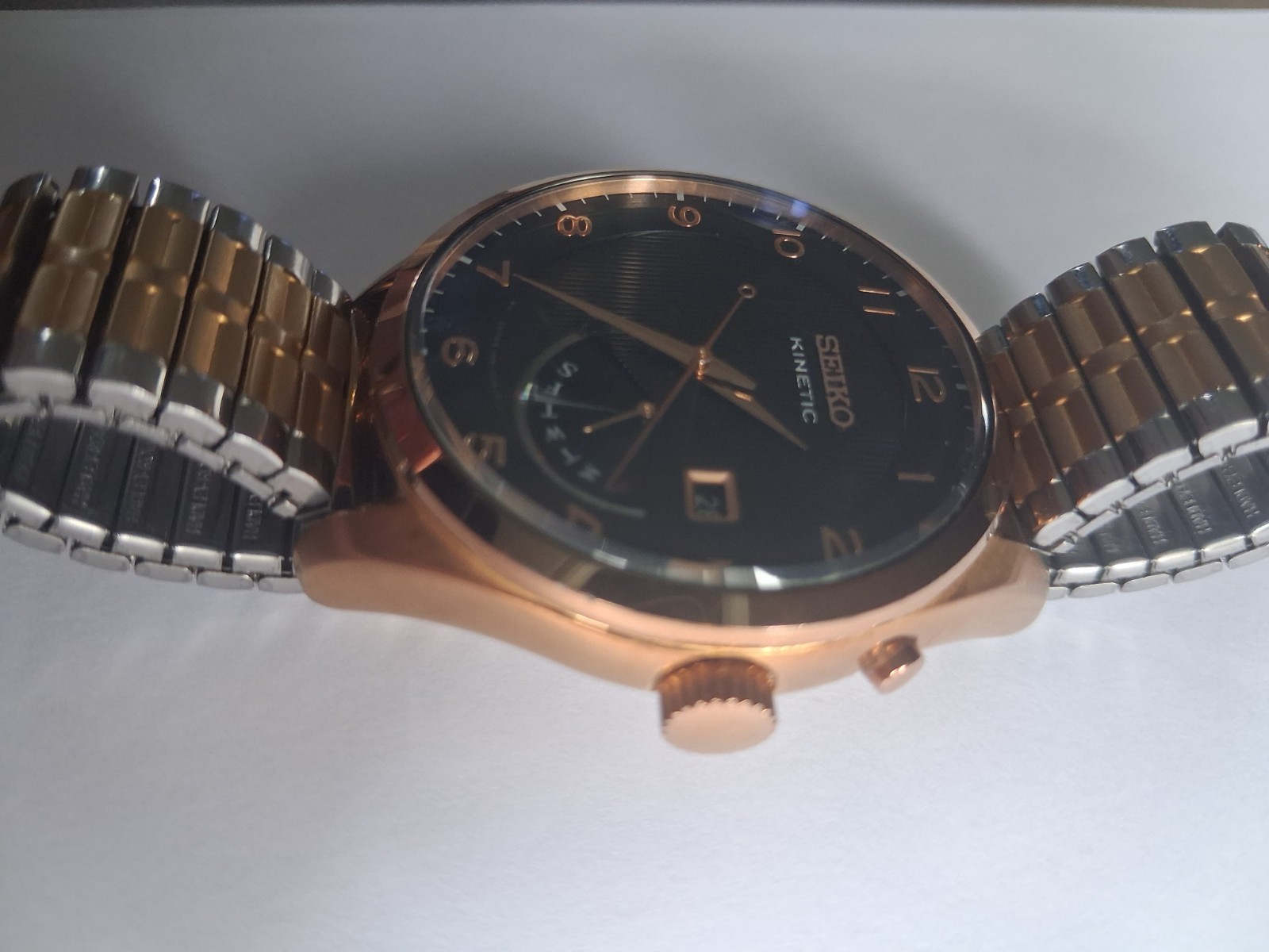 Seiko Neo Classic Kinetic 5M84-0AC0 – Rose Gold / Black Dial – Fully Tested