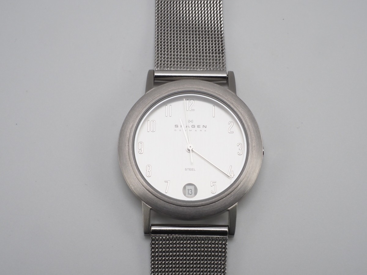 Skagen Denmark Ultra Slim Quartz Watch O16LSSC Mesh Band Silver Stainless Case