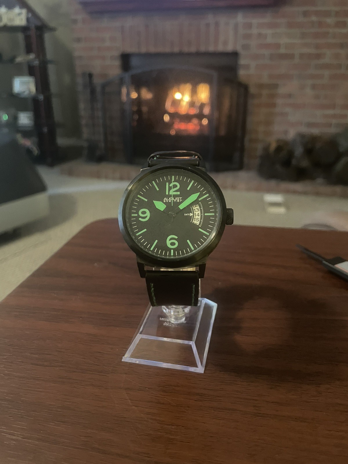 August Steiner Brushed Black Steel Men’s Watch (model AS8012GN) 44mm