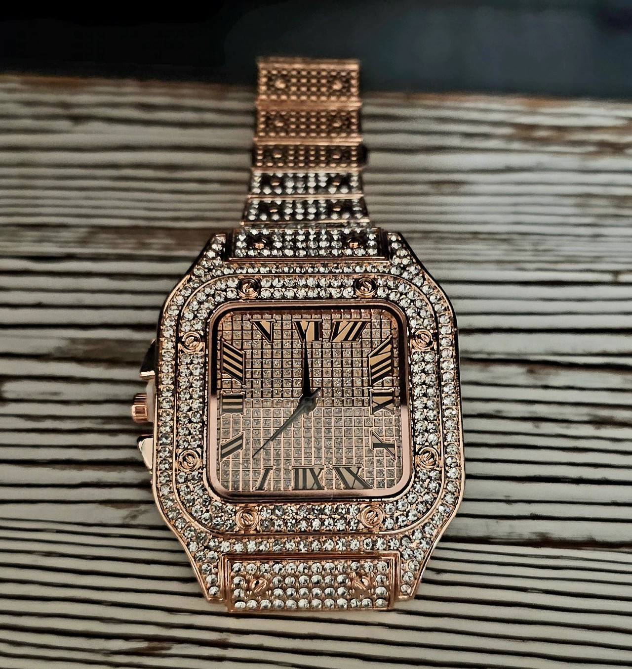 Women’s Rose Gold Tone Square Roman Numeral Analog Metal Bracelet Wristwatch