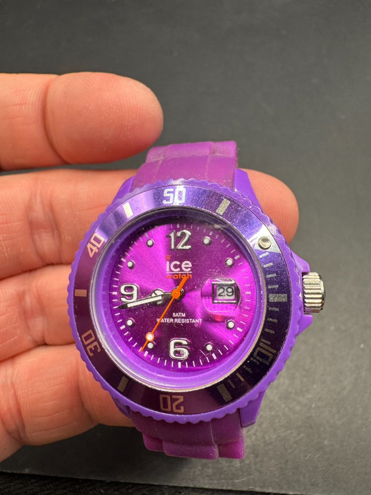 Ice Watch Ice Shadow Imperial Purple Rubber Band Plastic Case 5 ATM Date Watch