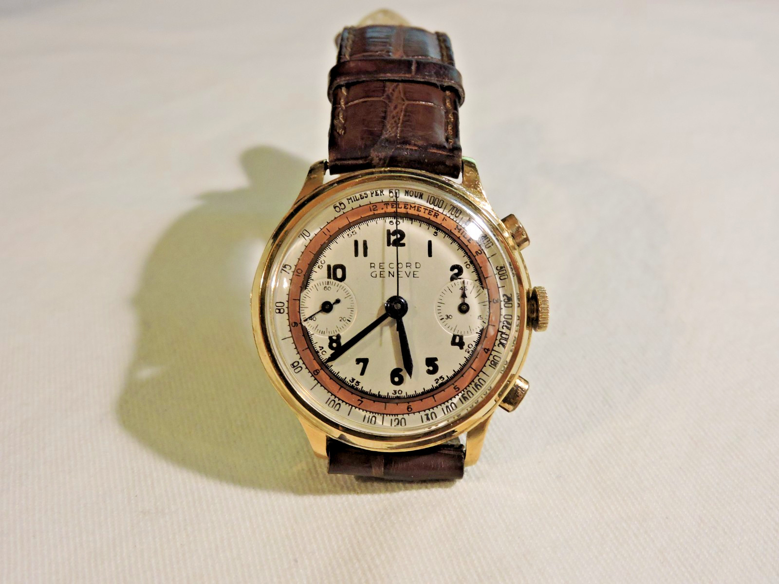 Vtg 18K Gold Record Geneve Longines Venus 175 TIMEGRAPHER Tachy Telemeter 1940’s