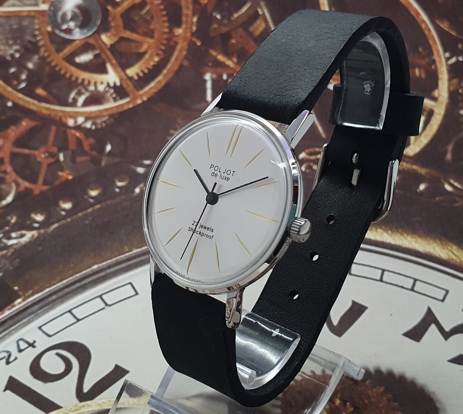 Vintage Watch USSR Poljot De LUXE Ultra SLIM 2209 Soviet Mechanical Wristwatch