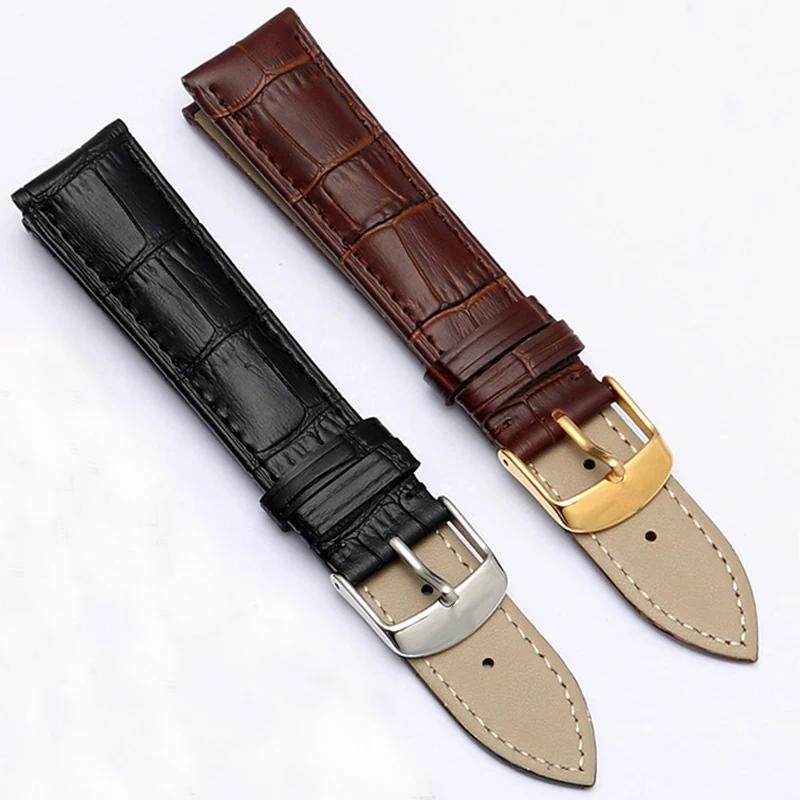 12/ 14/ 16/ 18/ 20/ 22/ 24mm Genuine Leather Wristband Watch Strap Band Bracelet
