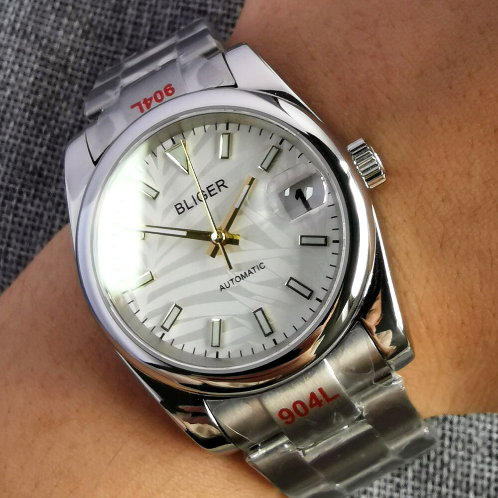 White Palm Sapphire Men’s Automatic Watch NH35 Polished Jubilee Band 39mm/36mm