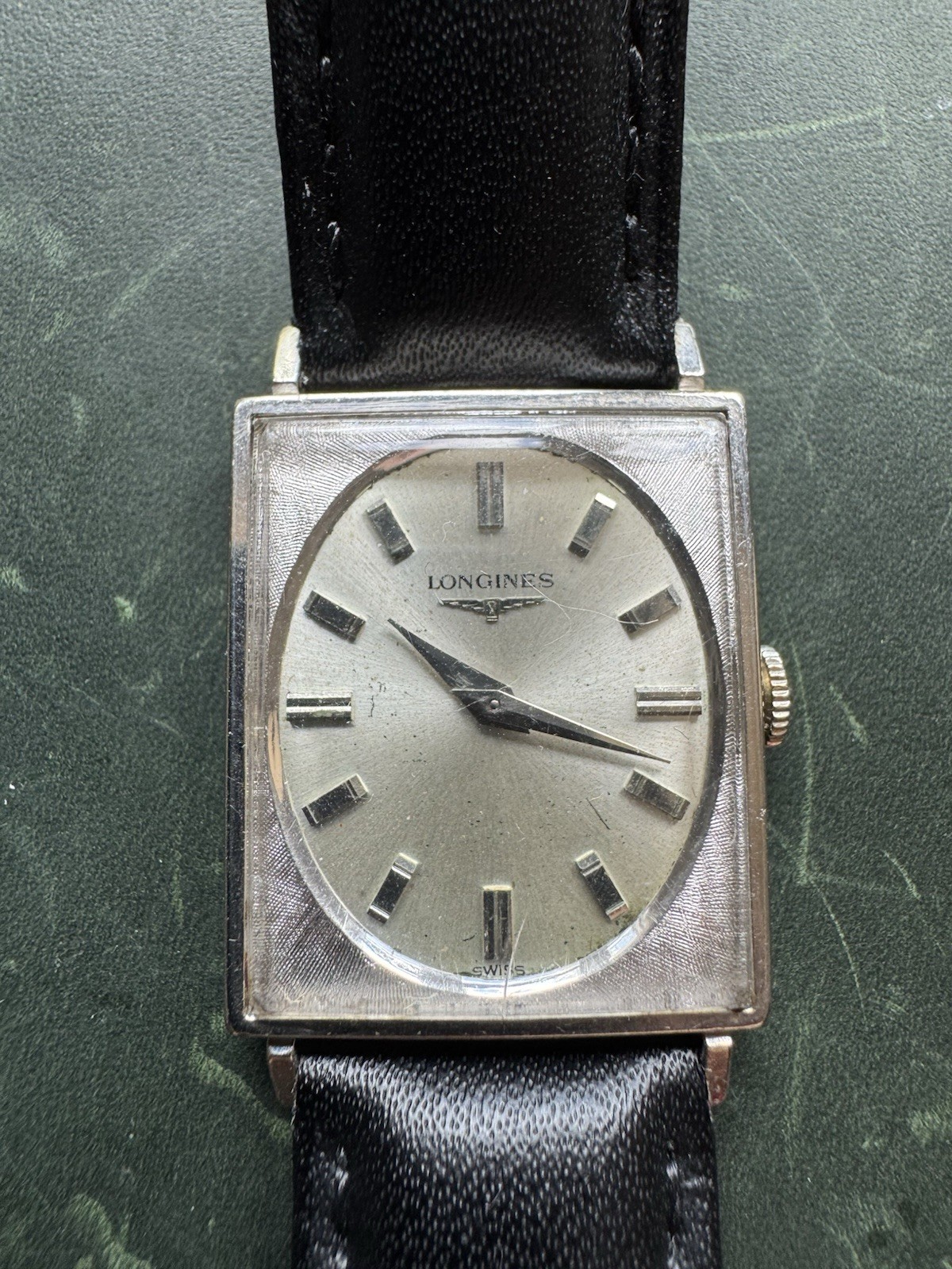Longines Art Deco 1960s Tank Watch Gold Filled Silver Dial Runs Well Manual Wind