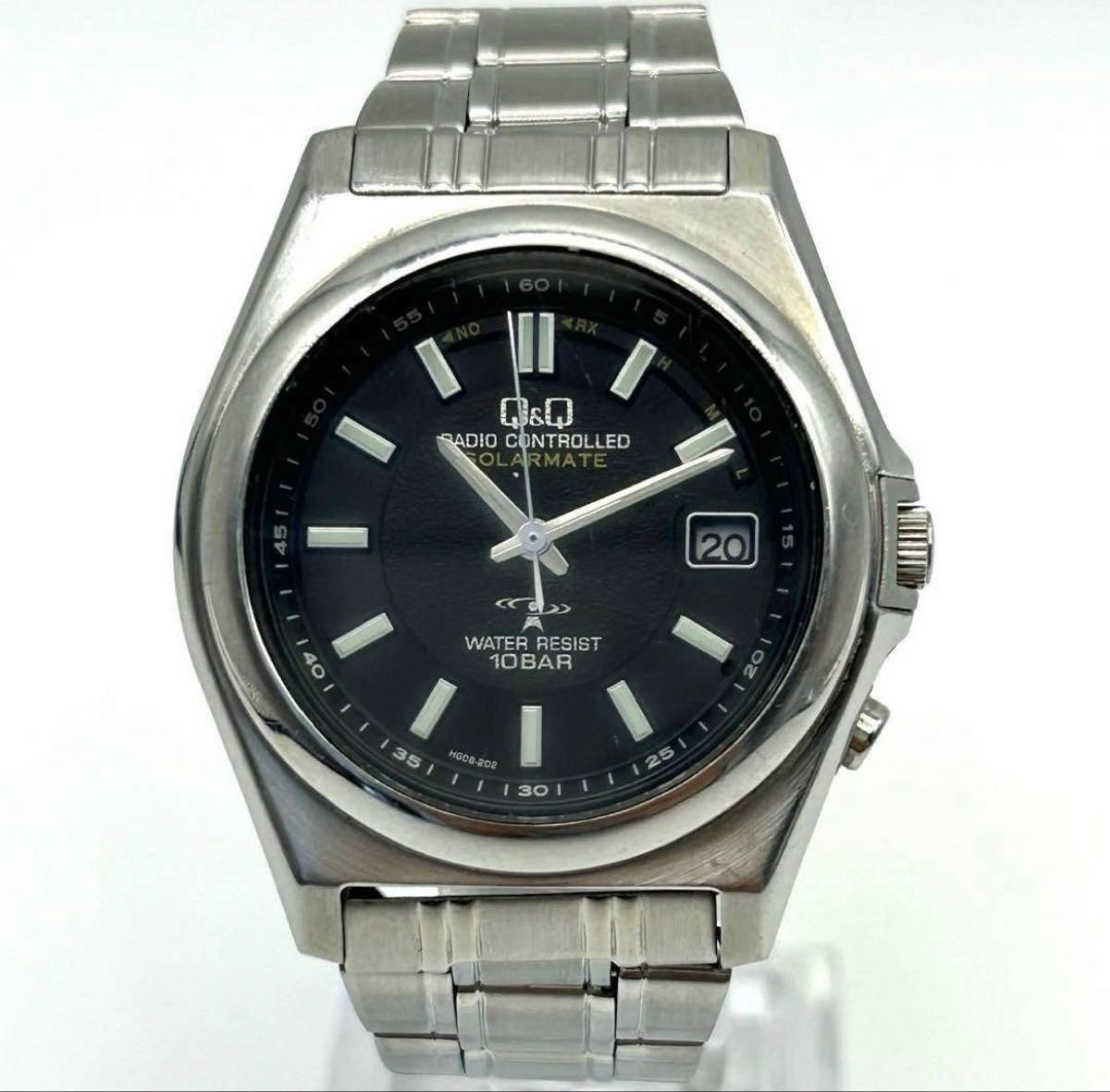 Citizen Q Q Date Black Men’s Watch Eco Drive Radio Solar Working HR15