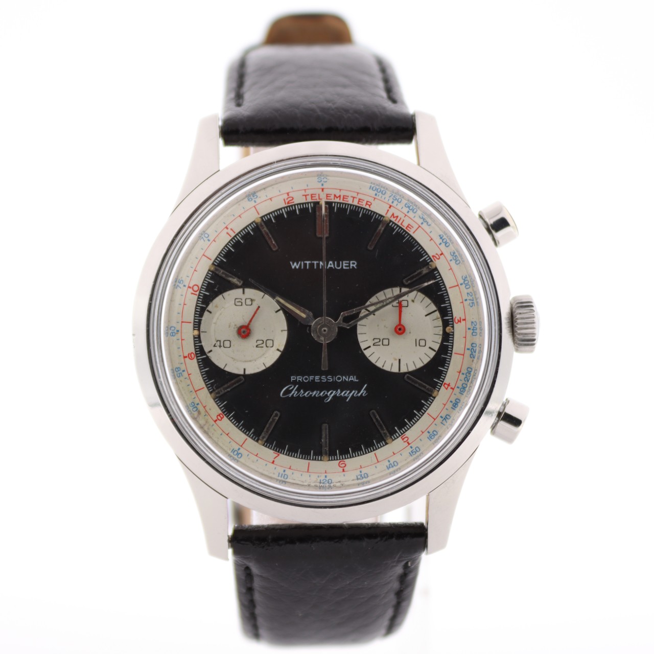 Vintage 38.5mm Wittnauer 8023-241T Professional Chronograph Wristwatch Steel 17J