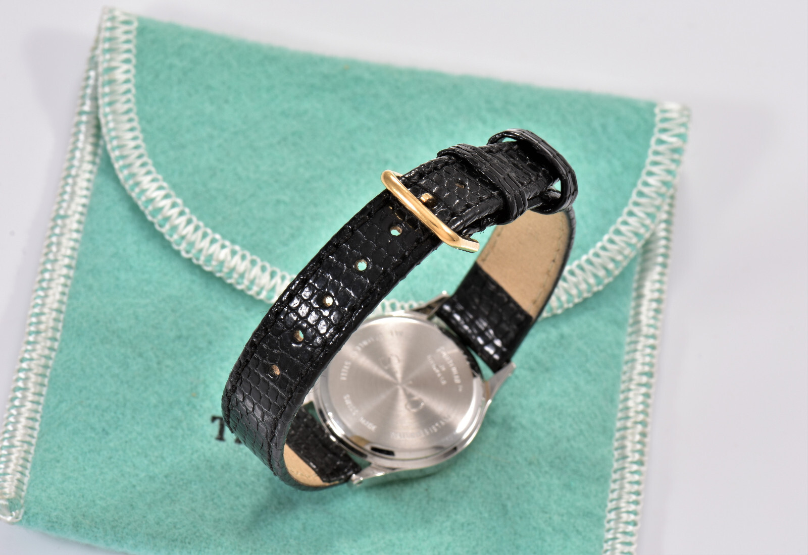 Tiffany & Co Stainless Steel Portfolio Lucent Swiss 25mm Watch Lizard Leather