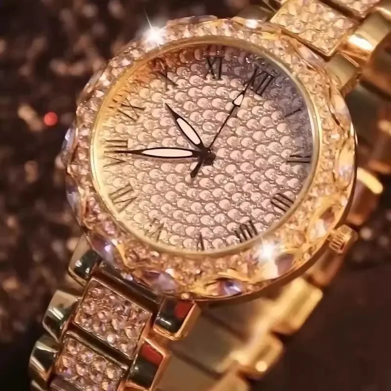 Luxury Shiny Fine Zircon Quartz Watch Elegant All-Star Jewels Wome