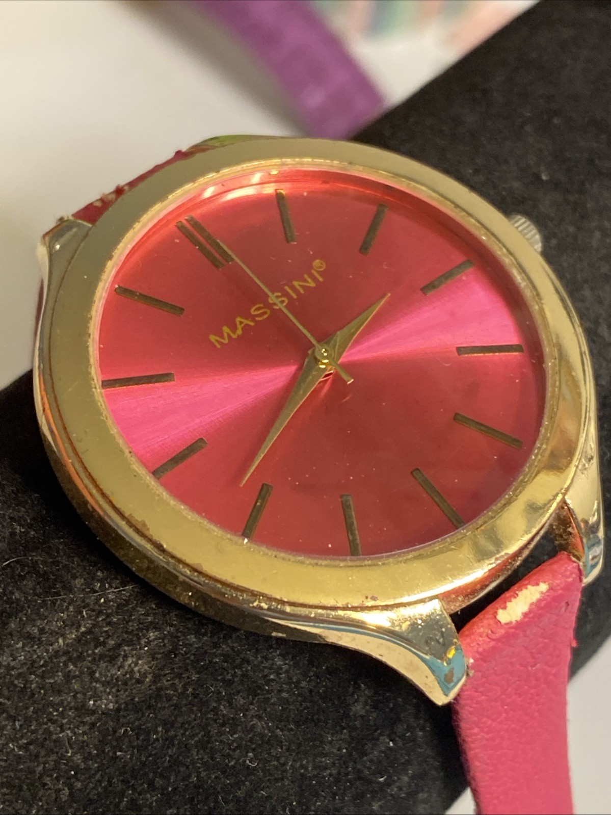 Massini Pink Gold Tone Skinny Wrist Watch New Battery