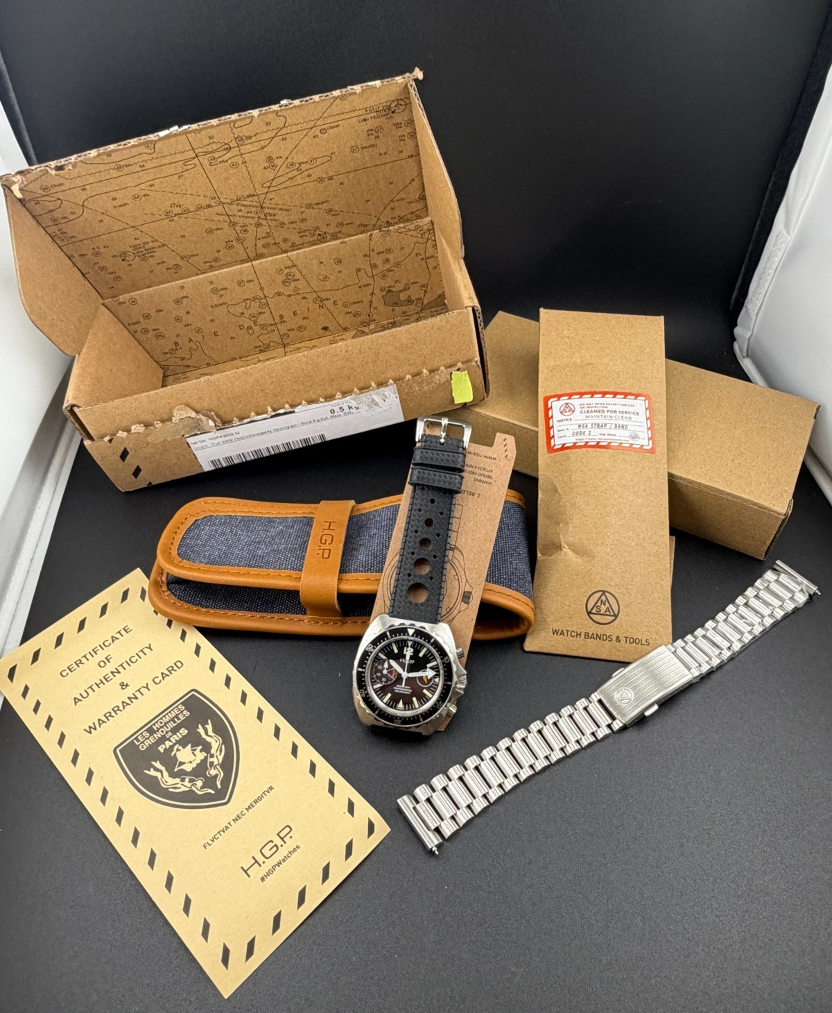 H.G.P. Diver 200M Chrono-Mecaquartz Black Big-Eye Chronograph