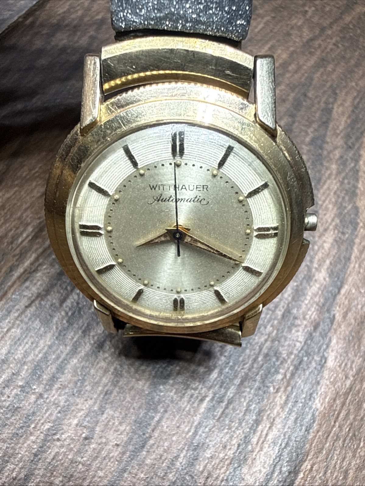 Vintage Wittnauer Automatic Mens Watch 10K Gold Filled Bezel Stainless
